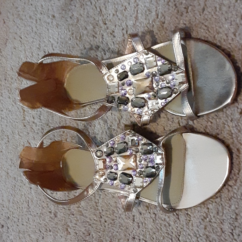 Gold Jeweled Sandals Size 6
